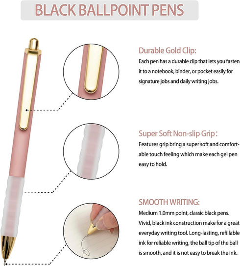 Linbsunne Ballpoint Pens Black Medium Point 1mm Pen with Super Soft Grip Ball Point Pen for Men Women Retractable Pens (18-Count)...