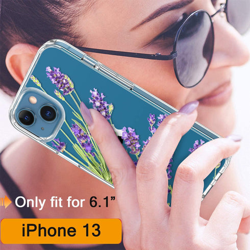 GiiKa for iPhone 13 Case with Screen Protector, Clear Full Body Protective Floral Girls Women Shockproof Hard Case with TPU Bumper Cover Phone Cas...