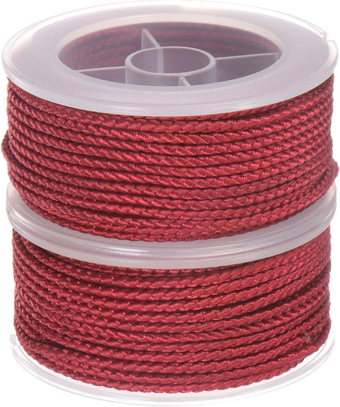 2pcs Nylon Thread Twine Beading Cord 2mm Extra-Strong Braided Nylon Crafting String for Bracelets Jewelry Making DIY Crafts 11M/36 Feet, Dark Red...