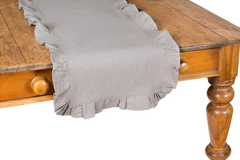 Xia Home Fashions Ruffle Trim Solid Table Runner, 16 by 72-Inch, Taupe...