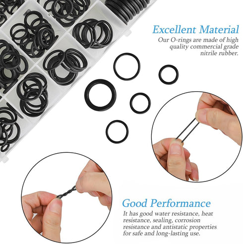 O Ring Assortment Kits, 225 PCS Nitrile NBR Rubber Washer, Universal 18 Sizes Sealing Gaskets, O Ring Kit for Faucet Professional Plumbing Automot...