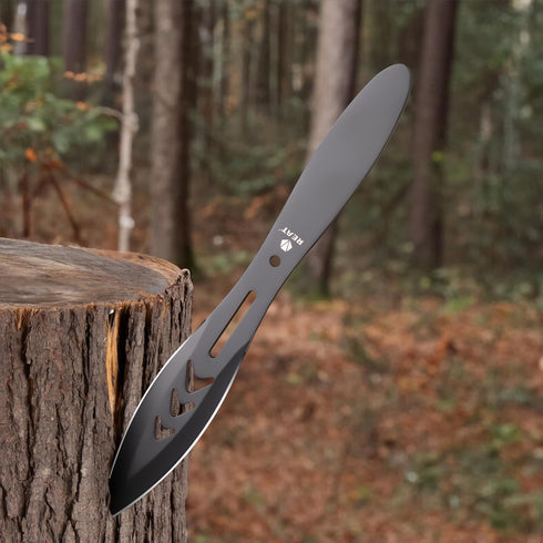 REAT Throwing Knife Set - 3 Piece,10" 440 Stainless Steel with Black Coating, Includes Sheath for Safe Storage - Ideal for Men, Competition, Train...