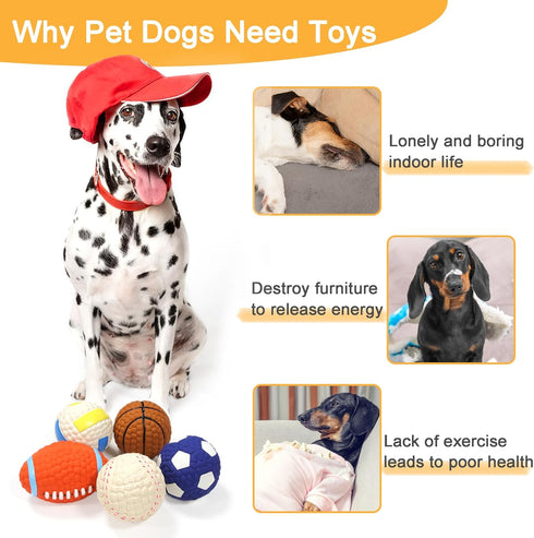 2.4" Squeaky Latex Dog Toy Ball Sports Balls Sets, Soft, Bouncy & Durable for Small Medium Dogs Puppy Interactive Chew Toys 5 Pcs/Set...