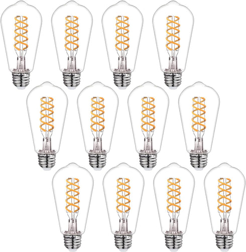 Dimmable ST58 LED Edison Bulbs, 4.5W Equivalent to 40W Vintage Light Bulbs, E26 Base 2700K ST58/ST19 LED Bulbs, Antique Flexible Spiral LED Filame...
