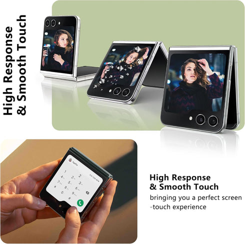 3 Pack Front Screen Protector for Samsung Galaxy Z Flip 5 Tempered Glass + 3 Pack Camera Lens Protector, Easy Installation, Case Friendly, Fingerp...
