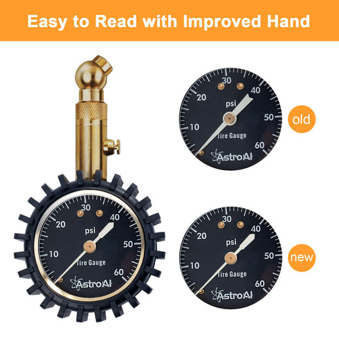 AstroAI Tire Pressure Gauge 0-60 PSI, Large 2" Easy Read Glow Dial Tire Gauge, Certified ANSI B40.1 Accurate, Compatible for Bicycle, Car, SUV, Tr...