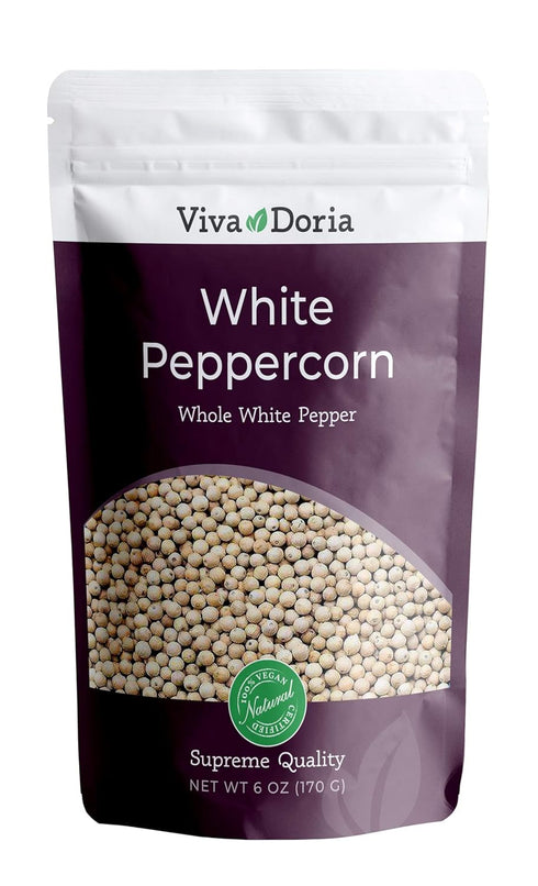 Viva Doria White Peppercorn, Whole White Pepper, 6 Oz For Grinder Refill...