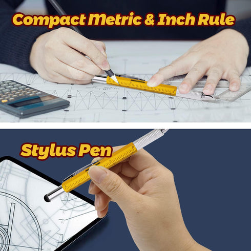 UMEINAC Multitool Pen, 7 in 1 Multitool Tech Tool Pen for Men, Construction Tools Gadget Stocking Stuffers Gifts for Dad Husband Father - Yellow...