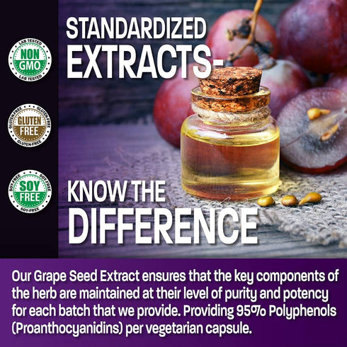 Bronson Grape Seed Extract 400 mg - Antioxidant & Immune Support - Standardized Extract with 95% Proanthocyanidins- Non GMO, 180 Vegetarian Capsul...