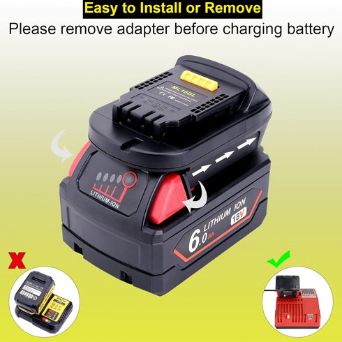Biswaye Adapter Compatible with DeWalt 20V Max Tools, Compatible with Milwaukee M18 18V Battery to Replacement for DeWalt 20-Volt Battery, ML18DL ...