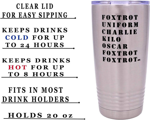 Rogue River Tactical Funny Military Acronym 20 Oz.Travel Tumbler Mug Cup with Lid Vacuum Insulated Hot or Cold Military Veteran Gift...