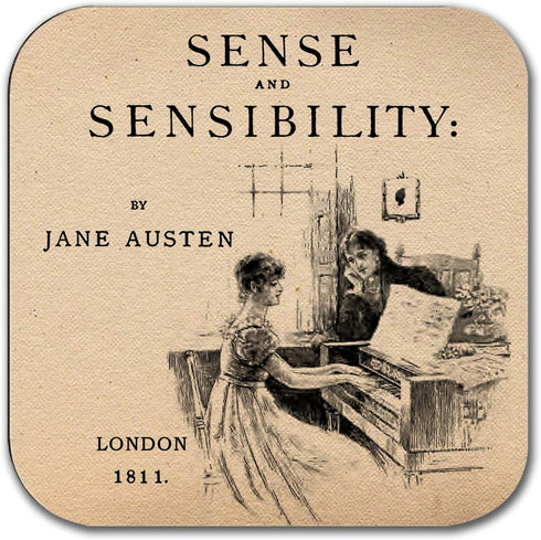 6 coasters with Complete Novels of Jane Austen Six Coffee Mug Coasters with Complete Novels of Jane Austen's book designs. (Aged Paper)...
