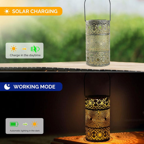 Outdoor Solar Hanging Lantern Lights, Waterproof Sunflower Hollowed-Out Metal Decor Lantern, Garden Decoration for Patio Yard, Gifts for Mom Women...