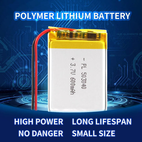 3.7V 600mAh Battery 503040 Lithium Polymer Ion Rechargeable Li-ion Li-Po Battery with 2P PH 2.0mm Pitch Connector......