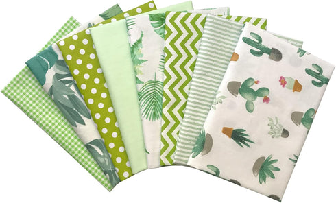 8pcs 18 x 22inches (46x56cm) Cotton Fabric Cactus Pattern Pre-Cut Quilt Squares Fat Quarters Fabric Bundles for Sewing and Quilting...