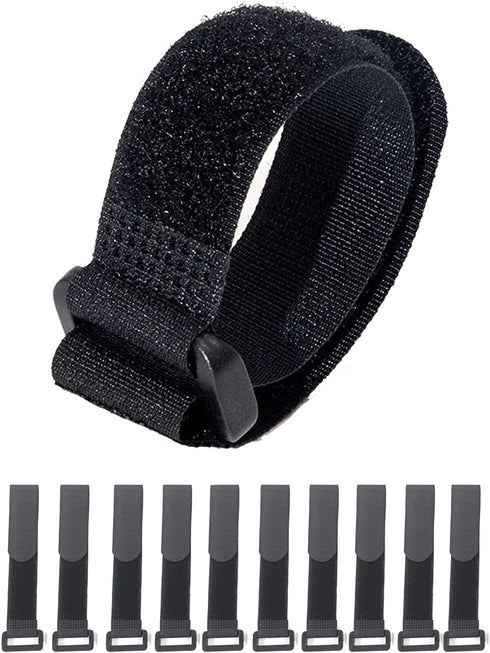 Fastening Nylon Strap with Buckle,10Pack Reusable Self-Adhesive Hook and Loop Cable Securing Straps,Adjustable Cinch Straps for Cords Organized an...