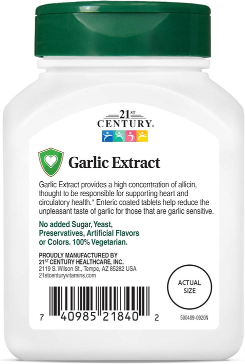 21st Century Garlic (odorless) Tablets, 60 Count (21840)...