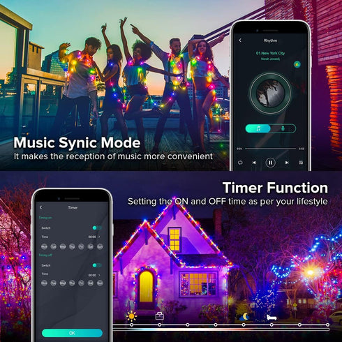 BTF-LIGHTING RGB IC WS2812B USB Twinkle Smart Fairy Light String 32.8FT 100pixel Black Wire Music Bluetooth Mesh APP IR Remote DIY Control Sync Co...