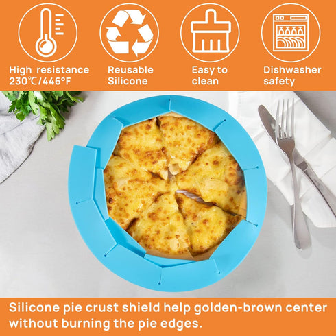 CARGEN Pie crust Shield, Adjustable Pie Crust Covers for Edges of Pie Silicone Pie Crust Protectors when Baking Pie Baking Accessories 2 Pieces Re...