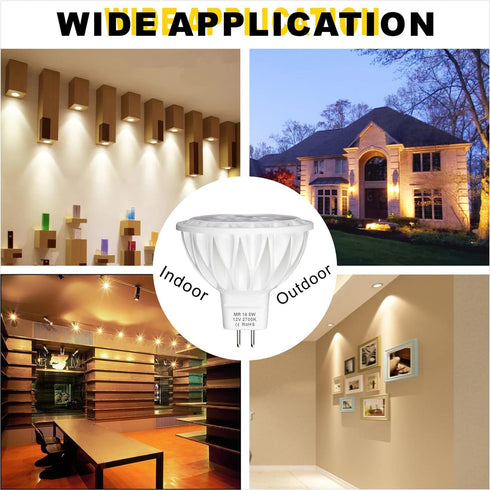 MR16 LED Bulb Light Bulbs 6 Pack, 5W (50W Halogen Equivalent) 2700K Warm White GU5.3 Base 12V Spotlight Non-Dimmable 38 Deg 450Lm for Landscape Re...