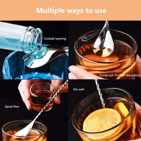 3Pcs 12 Inch Stainless Steel Mixing Spoon, Cocktail Spoon, Stirring Spoon with Long Handle, Bar Spoons and Stirrers for Mixing and Layering Drinks...
