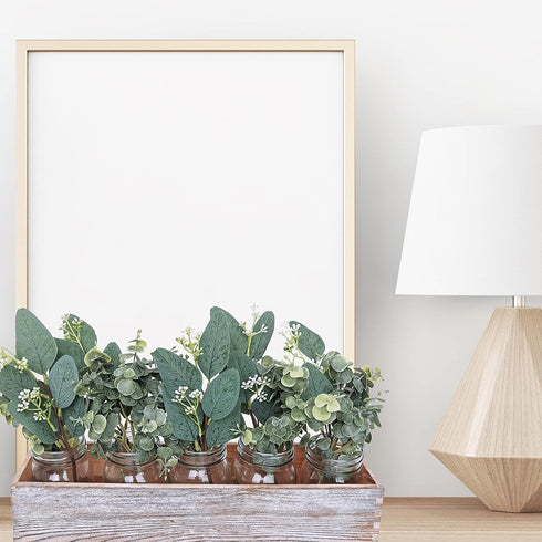 Mixed Eucalyptus Leaves Stems Bulk Artificial Eucalyptus Leaves Sprays Faux Oval Eucalyptus Leaves with White Seeds Stems for Floral Wreath Garlan...