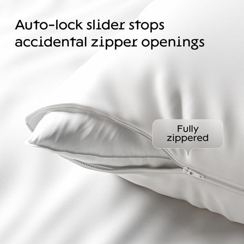 2 Pack Waterproof Pillow Protectors Standard 20x26 Inches Smooth Zipper Premium Encasement Covers Quiet Cases Set White 100% Liquid Protection...