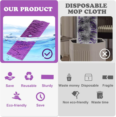 8 Pack Power Mop Refill Pads for Swiffer & Multi-Surface Mop, PowerMop Wood Mop, Replacement & Washable & Reusable Multi-Surface Mop for Floor Cle...