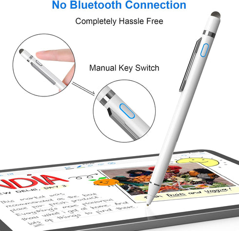 NTHJOYS 2 in 1 Rechargeable Digital Pen Fine Point Stylus for iPhone/iPad Pro/Mini/Air/Samsung and Other Touch Screens...