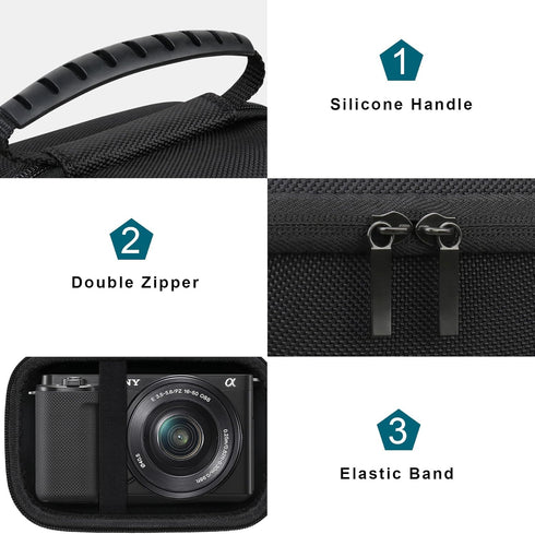 Canboc Carrying Case for Sony Alpha ZV-E10/ ZV-E10L APS-C Interchangeable Lens Mirrorless Digital Camera, 4K Video Vlogging Camera Bag, Fit 16-50m...