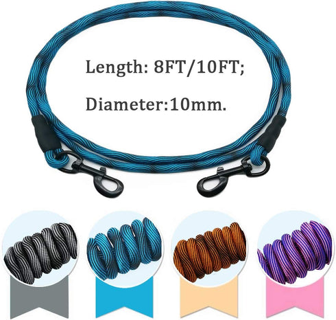 MayPaw 8FT/10FT Dog Tie Out/Check Cord, Heavy Duty Nylon Rope Training Leash, 3/8-Inch Dog Tether for Strong Small Medium Large Dogs Indoor/Outdoo...