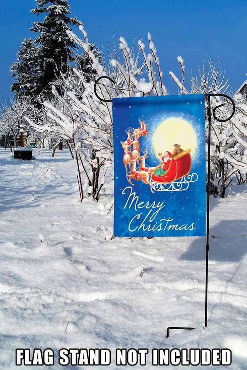 Toland Home Garden 119281 Moonlight Santa Christmas Flag, 12x18 Inch, Double Sided for Outdoor St Pats House Yard Decoration...