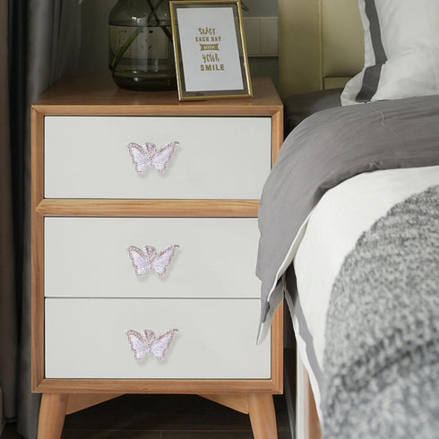 4 pcs Butterfly Handle Creative Cabinet Drawer Wardrobe Dresser Zinc Alloy Knob Furniture Door Single Hole Handle Door Handle (White Butterfly)...