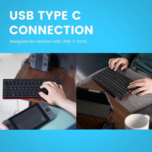 Perixx PERIBOARD-422 Wired USB-C Mini Keyboard, USB Type C Connector, Black, US English Layout...