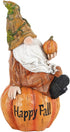Topadorn Fall Garden Gnome Figurine Sitting on Pumpkin Statue Autumn Harvest Garden Gnomes Statue Figurine for Patio Yard Lawn Porch Decoration?Ha...
