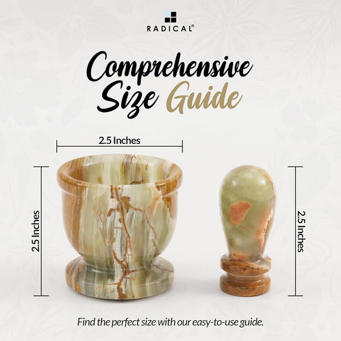 Radicaln Mortar and Pestle Set - Green Onyx Palm Size 2.5" Portable Handmade Marble Mortar and Pestle | Marble Spice Crusher Mortar and Pestle. Sm...
