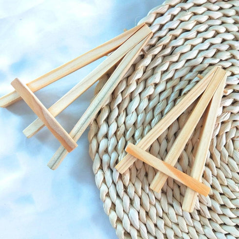 10 Pack Mini Wood Display Easel, Tabletop Display Stand Artist Easel, Natural Wooden Tripod for Displaying Picthres, Photos, Cards (4.9")...
