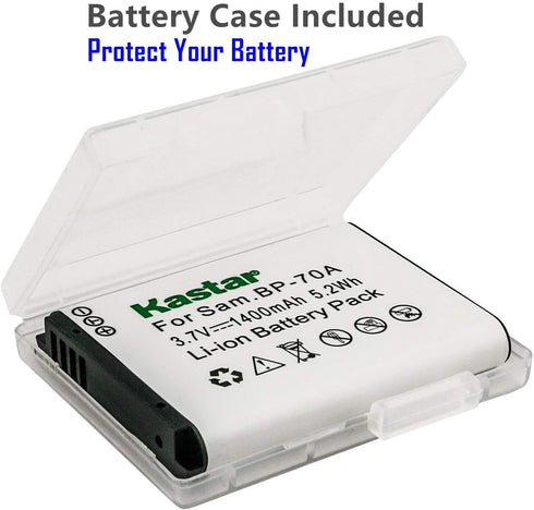 Kastar 1-Pack BP-70A Battery and AC Wall Charger Replacement for Samsung BP-70A BP70A Battery, Samsung ST95, ST96, ST6500, TL105, TL110, TL125, TL...