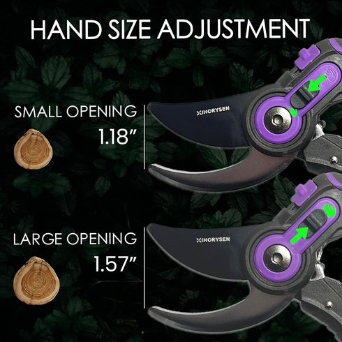 8.46" Bypass Pruning Shears Teflon Coating Blade Hand Size Adjustment Garden Hand Pruner Internal Spring Heavy Duty Anvil Effort-saving Ergonomica...