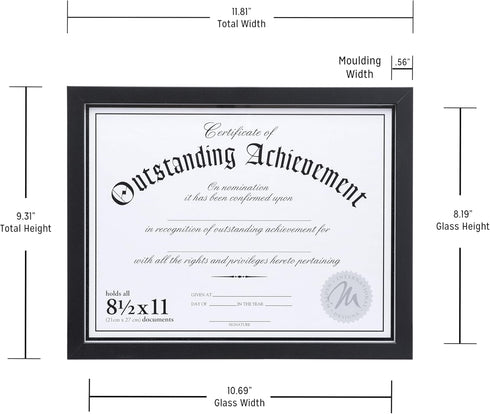 Malden International Designs Wooden Document Frame, 8.5x11, Black...