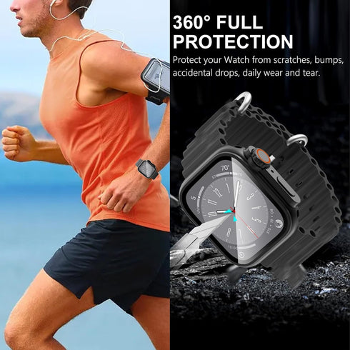 WINGLE 2 in 1 Waterproof case for Apple Watch Screen Protector 44mm Series 6 5 4 SE?Looks Like Apple Watch Ultra?, 2 Pack iWatch Face Cover + Back...