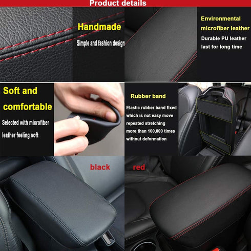 Leegi AAGIILEEYO Jeep Armrest Box Cover,1pc Black with Red Center Console Cover Fit for 2017 2018 2019 Jeep Cherokee...