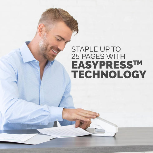 Fellowes LX840 EasyPress Office Stapler, Effortless One-Touch Small Stapler for Classroom, Home and Office, Holds Half Strip of Staples, 25 Sheet ...