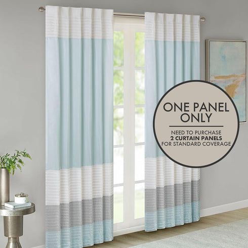Madison Park Window Curtain Single Panel Faux Silk, Elegant Pleats, Rod Pocket Curtains for Living Room Privacy, Room Darkening Window Curtain for...