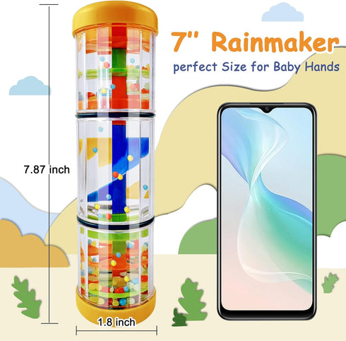 LOOIKOOS Rainmaker Rain Stick Musical Instrument for Babies,Baby Rattle Shaker Sensory Developmental Toy,Raindrops Musical Instrument Toddler Musi...