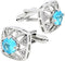 Faceted Light Blue Crystal Cufflinks for Men In Gift Case Classic Square Shape Gemstone Men's Cufflinks Jewelry Set for Wedding Anniversary Busine...