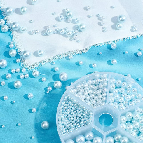 PH PandaHall 1113pcs Vase Filler Faux Pearls 6 Sizes No Holes Undrilled Imitated Pearl Beads Blue Makeup Filler Loose Beads for Christmas Wedding ...