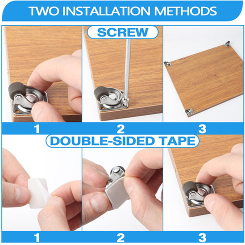 8Pcs Small Caster Wheels, 1/2inch Mini Swivel Caster Wheels, Low Profile Self Adhesive Caster Wheels for Furniture,Kitchen Appliances, Projects, P...