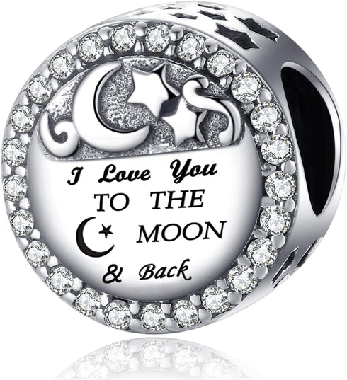 925 Sterling Silver Charm Fit for Pandora Charms Bracelet I Love You to the Moon and Back Bead Charm Birthday Gifts Women Jewelry...