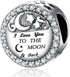 925 Sterling Silver Charm Fit for Pandora Charms Bracelet I Love You to the Moon and Back Bead Charm Birthday Gifts Women Jewelry...